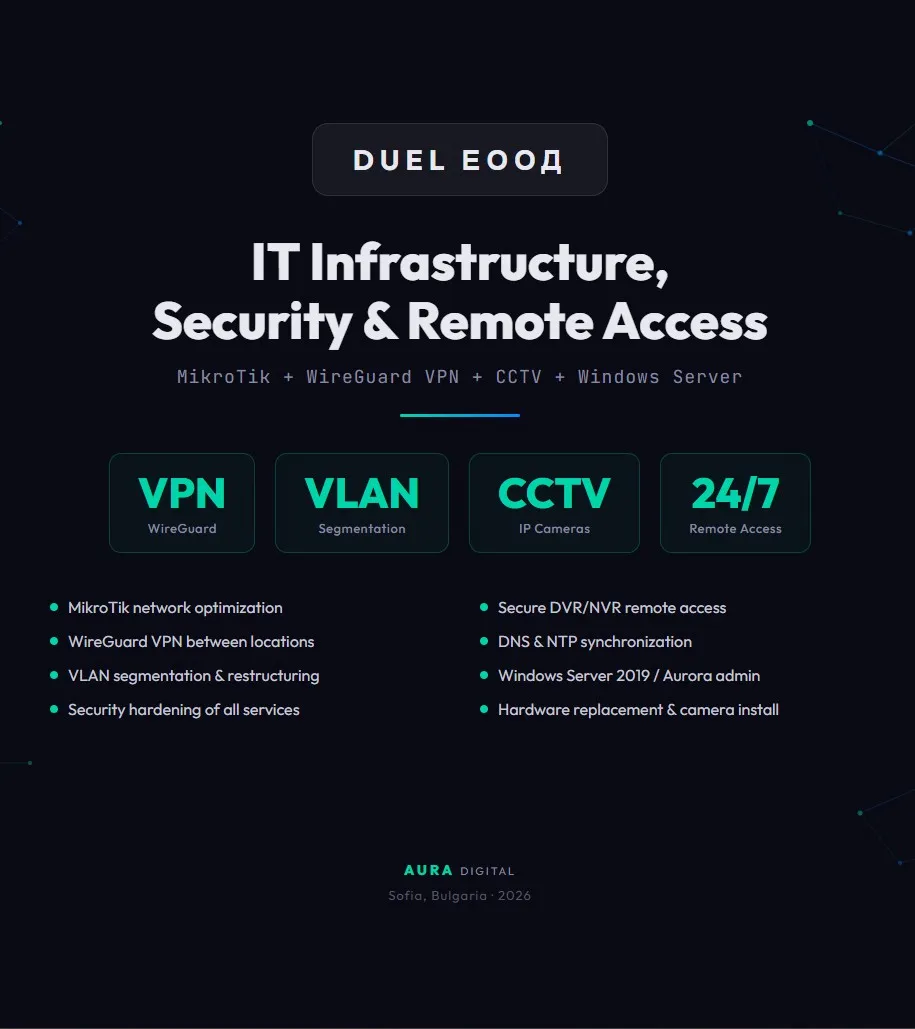 DUEL ЕООД — Мрежа, VPN, камери и хардуер